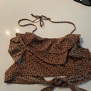 SHEIN Brown Leopard Print Crop Top